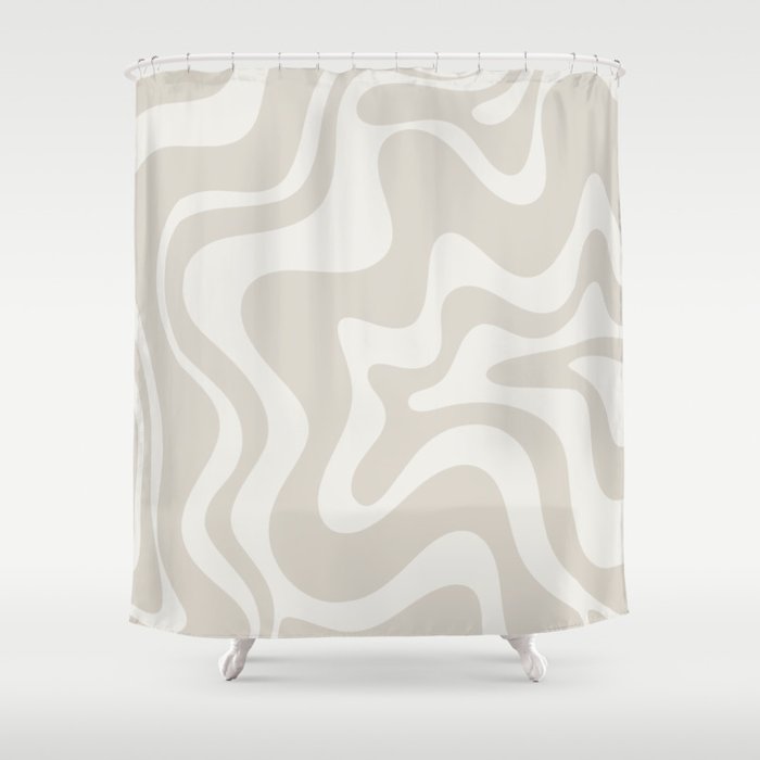 Liquid Swirl Contemporary Abstract Pattern in Mushroom Cream Shower Curtain