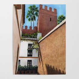 Sunny Sevilla Spain Watercolor Painting Poster