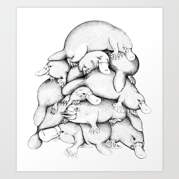Platypus pile Art Print