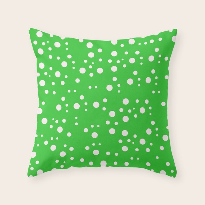 Modern Lime Green and White Dots Aesthetic Decorative (For: Sofa, Bed, Bedroom, Room, Home, Decor, Living) Throw Pillow