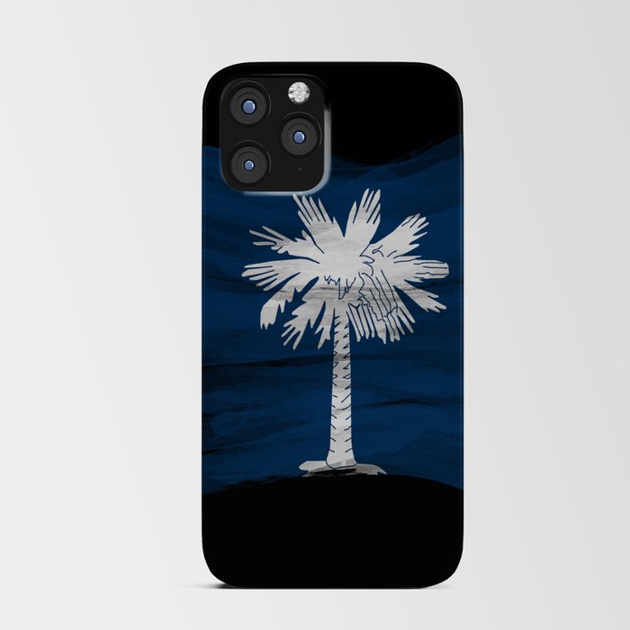 South Carolina state flag brush stroke, South Carolina flag background iPhone Card Case