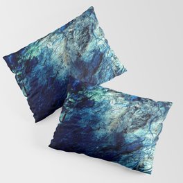 Mineral Texture Dark Teal Ocean Blue Pillow Sham