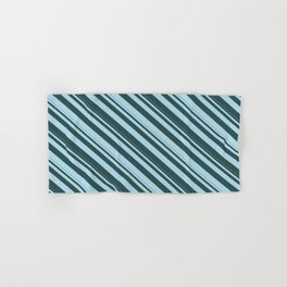 [ Thumbnail: Dark Slate Gray & Light Blue Colored Lines Pattern Hand & Bath Towel ]