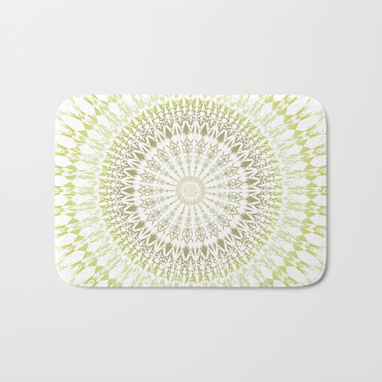 Olive Green White Mandala Bath Mat