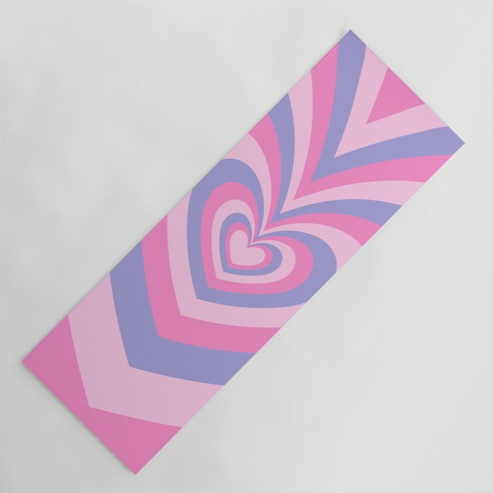 Hypnotic 70s Beating Hearts Pink + Violet Yoga Mat