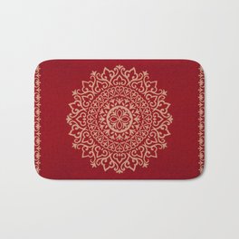 Scarlet Harmony: Oriental Boho Moroccan Mandala Magic Bath Mat