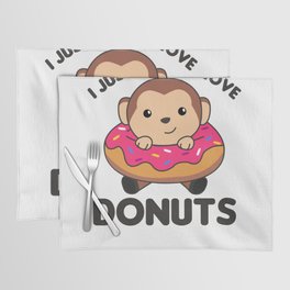 Sweet Monkey Funny Animals In Donut Pink Placemat