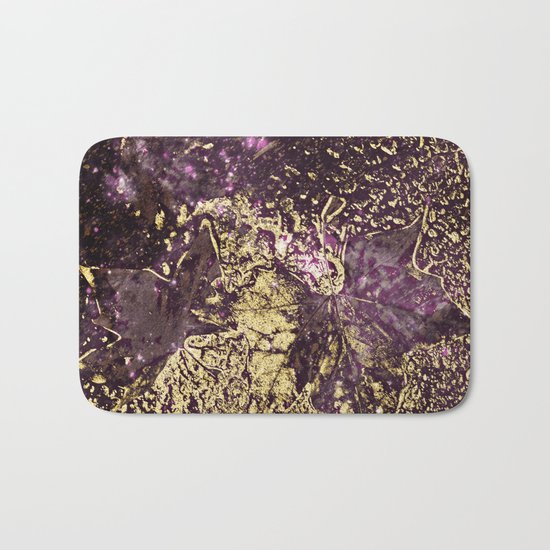 Purple leaves in melted gold Bath Mat