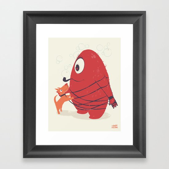 Cyclopes Monster Blob & Orange Dog Framed Art Print