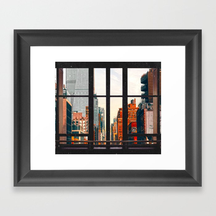 New York City Window #2-Surreal View Collage Framed Art Print