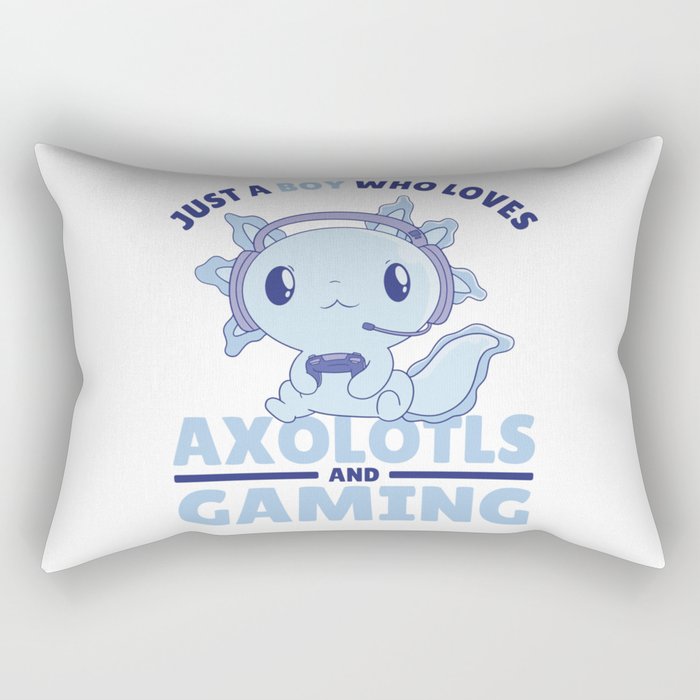 Just A Boy Who Loves Axolotls And Gaming Rectangular Pillow