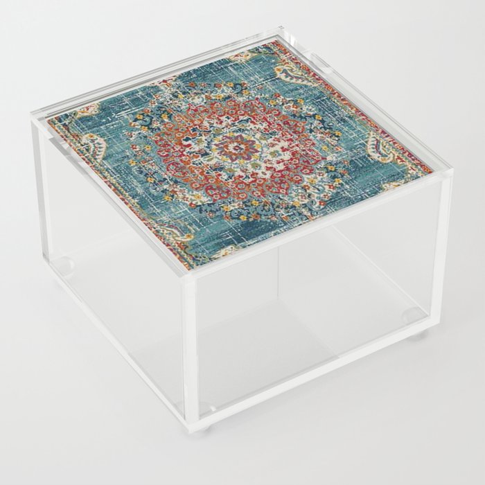 Antique oriental blue and orange carpet Acrylic Box