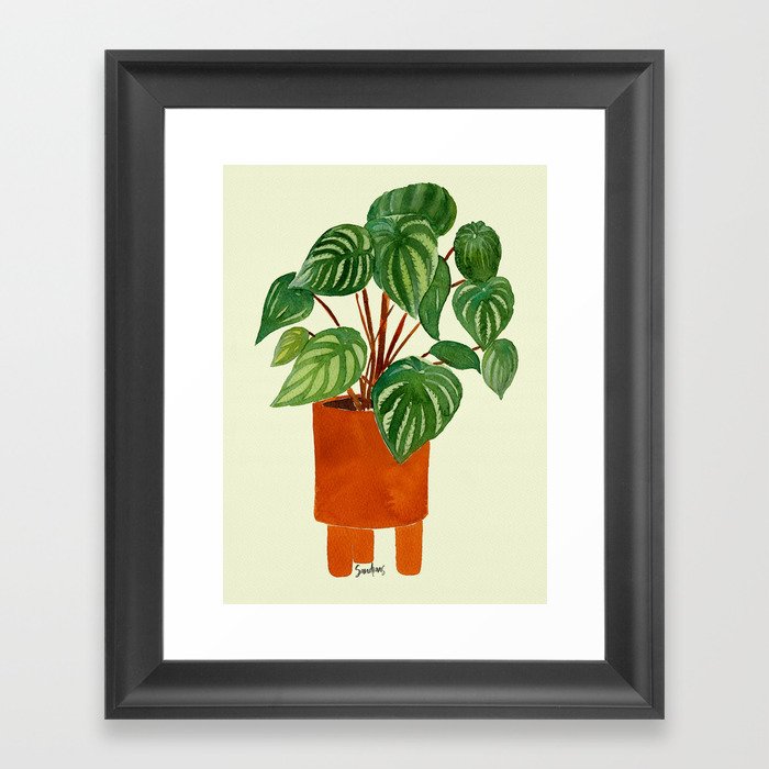 Plant in pot - green palette Framed Art Print