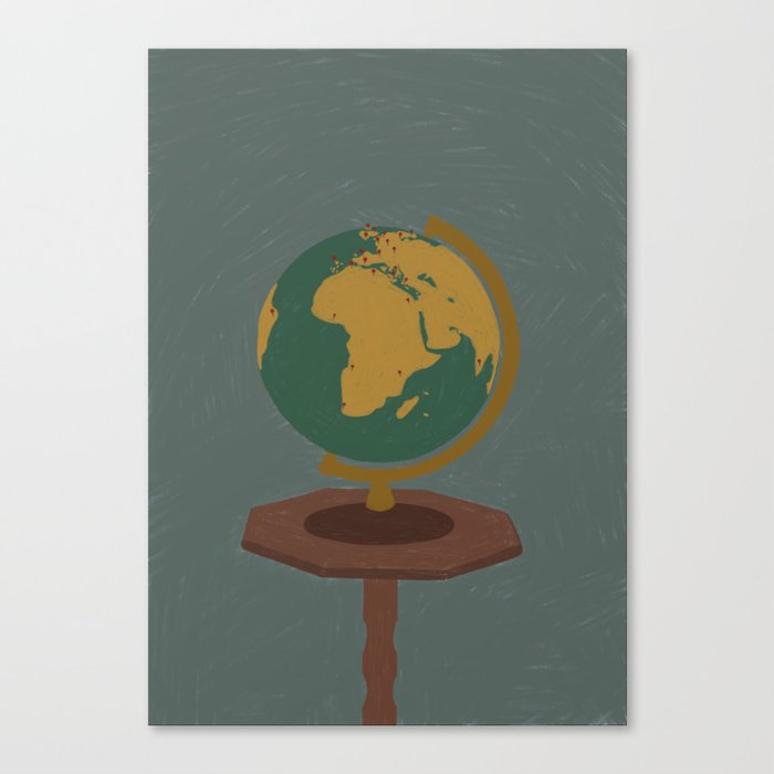Globe Leinwanddruck | Drawing, Digital, Illustration, Janasillustrations, Jana-otto, Grün, Globe, Welt, Travel, Bucket-list