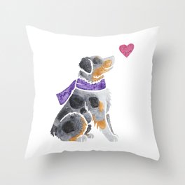 Watercolour Australian Shepherd (merle) Throw Pillow