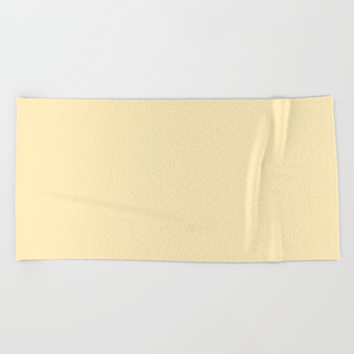 Lemon Honey Creme Pale Soft Yellow Solid Matte Colour Blocks Beach Towel