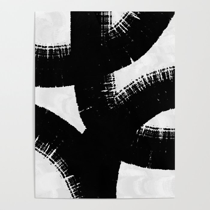 Modern Abstract Black and White No8 Poster