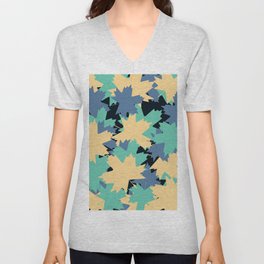 Maple Leaf pattern (Blue pastel colours) V Neck T Shirt