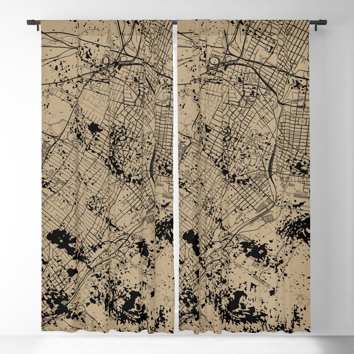 USA, Jersey City - Vintage City Map Blackout Curtain