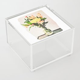 Yellow Cut Flowers in a Vase Acrylic Box