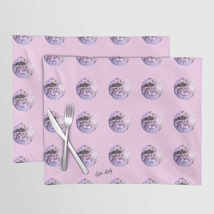 Disco ball Pink- pink background Placemat