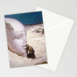 Questioner of the ancient Egyptian Sphinx - voyage down the nile landscape painting by Elihu Vedder Stationery Card