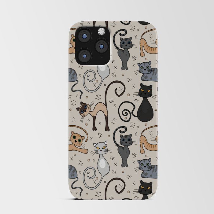 Cat lovers pattern with cute kittens iPhone Card Case