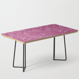 Magenta and White Toys Outline Pattern Coffee Table
