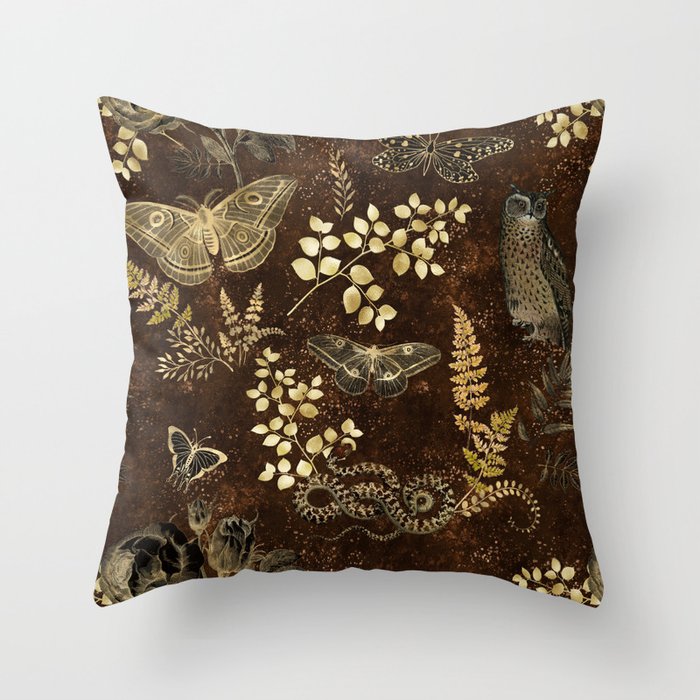 Night in The Wood,  Goblincore pattern  Throw Pillow