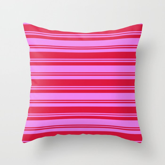 Crimson and Violet Colored Stripes/Lines Pattern Throw Pillow