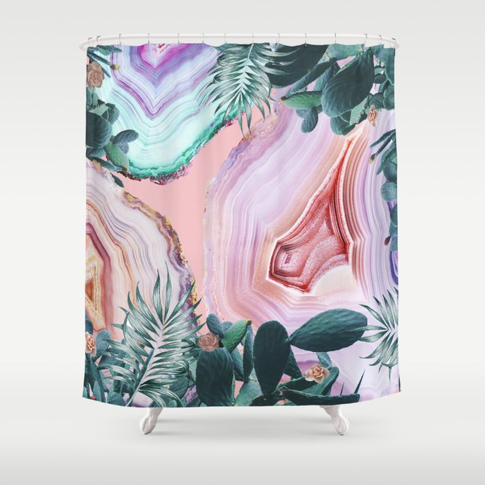 Mineral Agates & Garden #Glam collection Shower Curtain