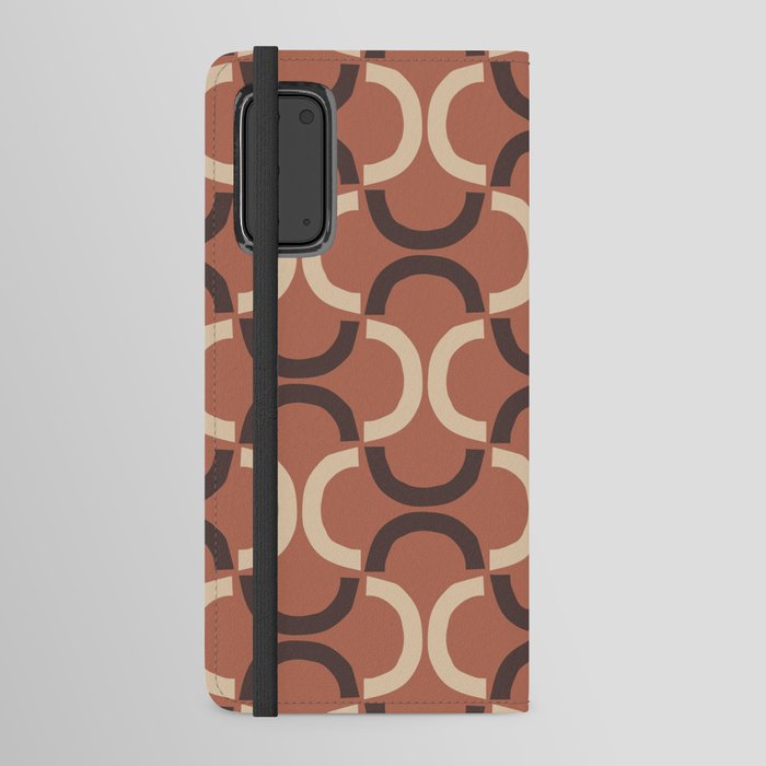 Mid Century Modern Abstract Arc Pattern 621 Brown and Beige Android Wallet Case