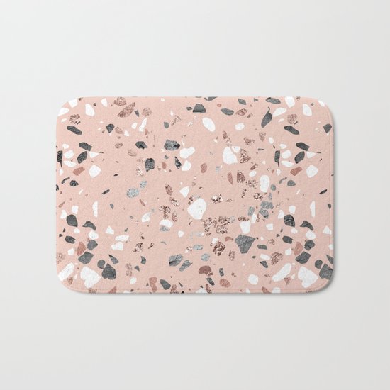 Pink Quartz and Marble Terrazzo Bath Mat