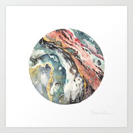 Abstract Circular Geode Watercolor Art Print