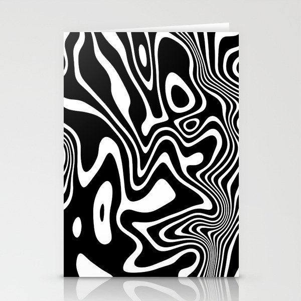 Retro Shapes And Lines Black And White Optical Art Stationery Cards