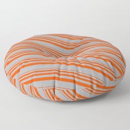 [ Thumbnail: Red & Dark Gray Colored Lined Pattern Floor Pillow ]