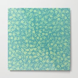 Blue Washed Flowers Metal Print | Tatoo, Ornamente, Deep, Floral, Pattern, Heart, Stillnature, Garden, Complex, Nature 