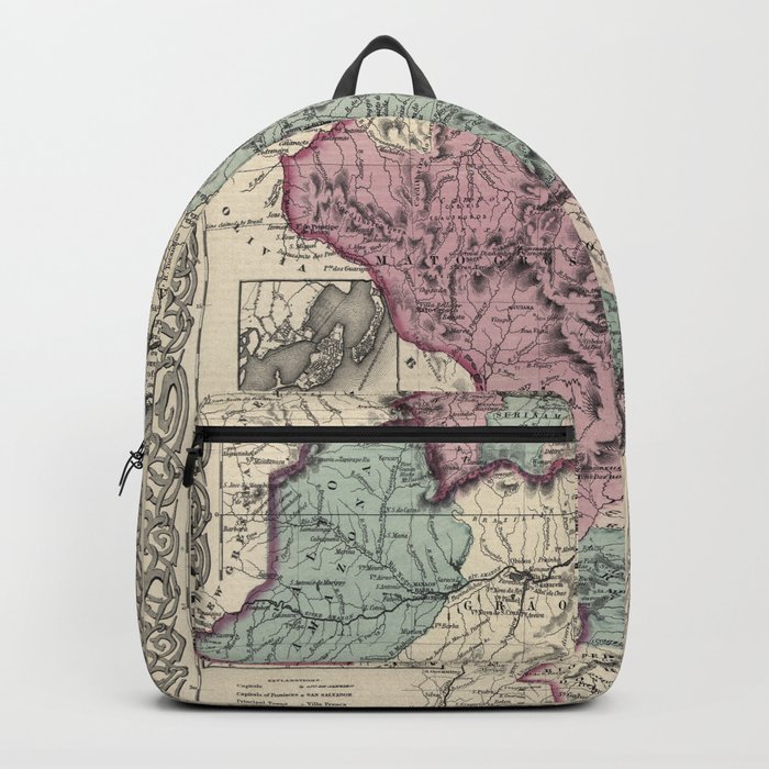 Colton's Brazil with Guayana - 1871 vintage pictorial map-pictorial illustration-drawing Backpack