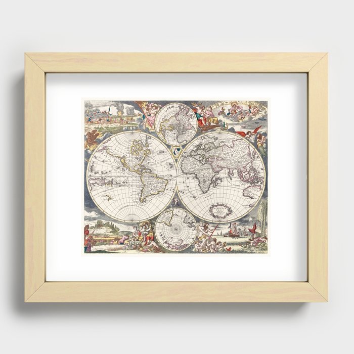 Vintage Illustration Of The World Map Recessed Framed Print