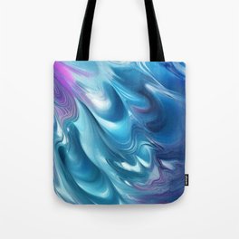 Trendy Cool Blue Fluid Flowing Abstract Tote Bag