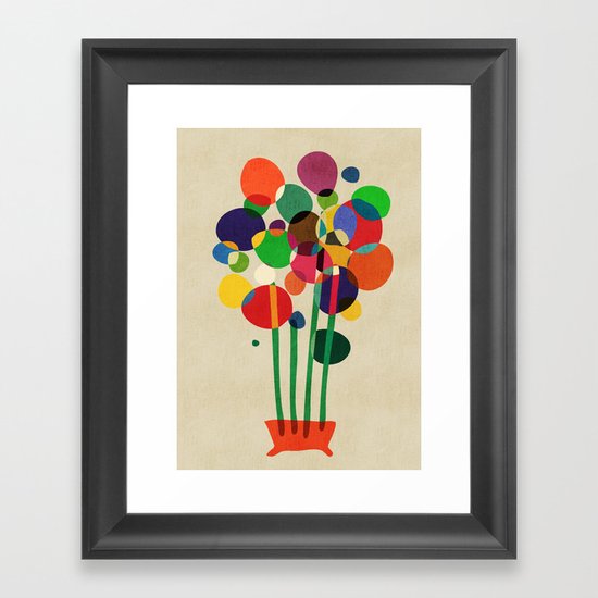 Happy flowers in the vase Framed Art Print