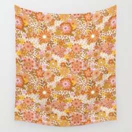 70s Floral Pattern Wall Tapestry