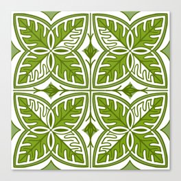 Modern Tropical Green and White Leaves  Canvas Print