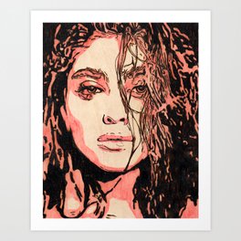 Red Face Girl - Pop Art Art Print