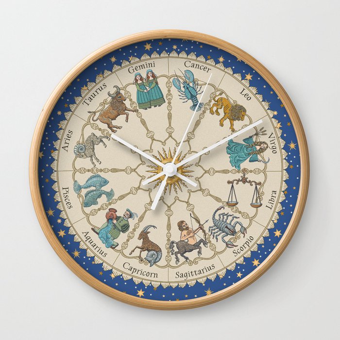 Vintage Astrology Zodiac Wheel Wall Clock
