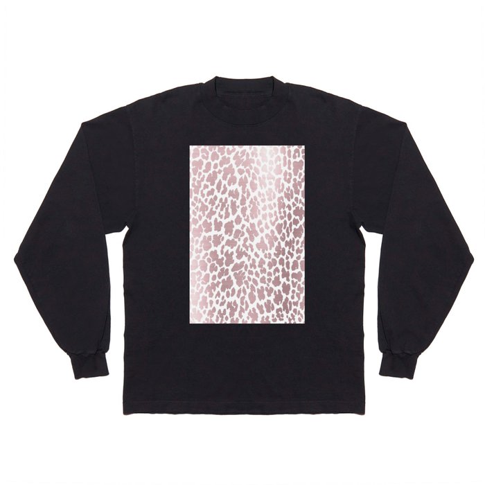 Modern girly pink rose gold ombre leopard print Long Sleeve T Shirt