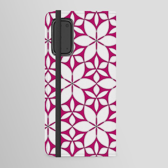 Vibrant Pink White Floral Android Wallet Case