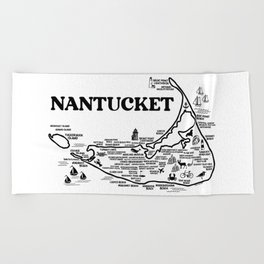 Nantucket Map  Beach Towel