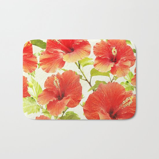 FLORAL PATTERN - HIBISCUS - Bath Mat