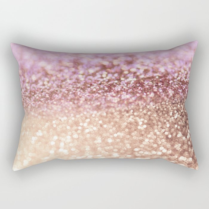 Mermaid Rose Gold Blush Glitter Rectangular Pillow